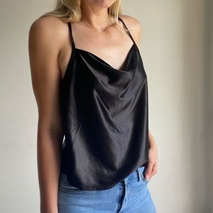 Black silk tank